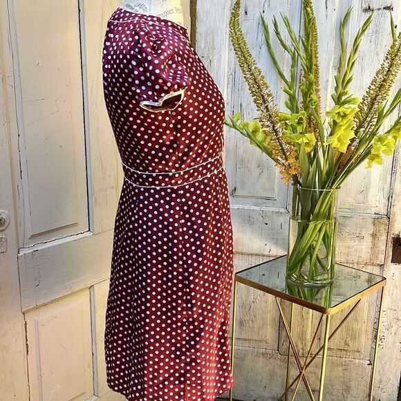 FIRE LOS ANGLES BURGUNDY POLKA DOT DRESS. Size M - Picture 4 of 6